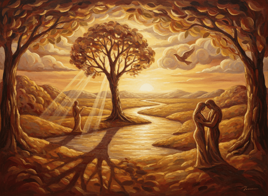 An artistic depiction of the Garden of Eden